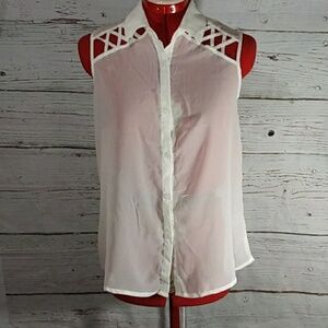 Tobi Women Lace Back Sheer Blouse Sz S